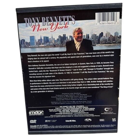 Tony Bennett's New York OOP Image Entertainment DVD Live performance & interview - Picture 2 of 4